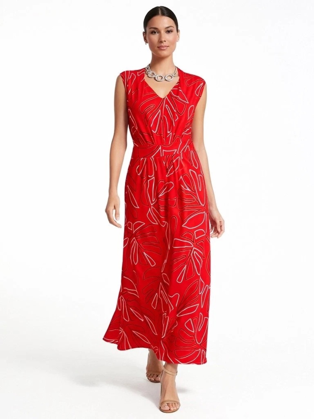 Chicos Red Sleeveless Maxi Dress